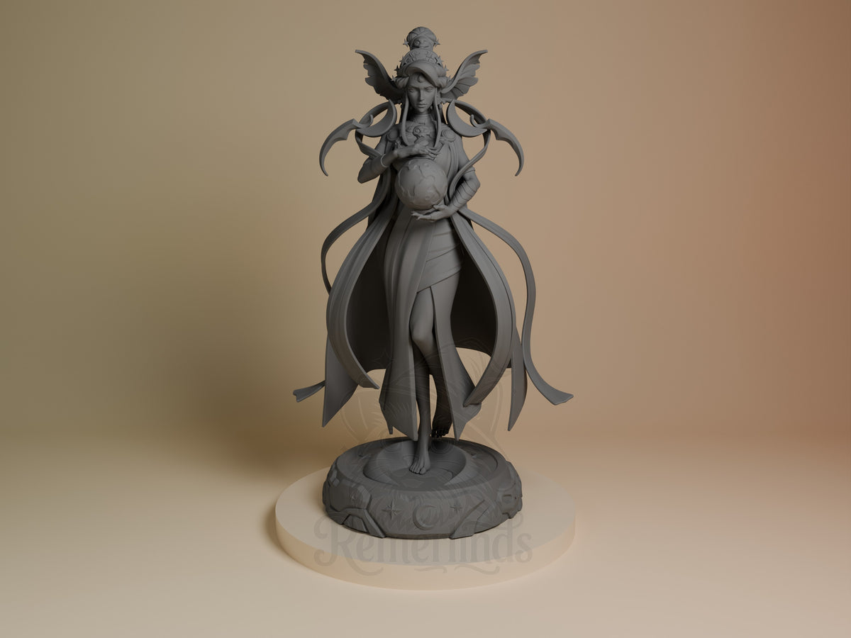 Night Matron from Hades is an unpainted resin figure, front-facing with a sphere on a sculpted base.