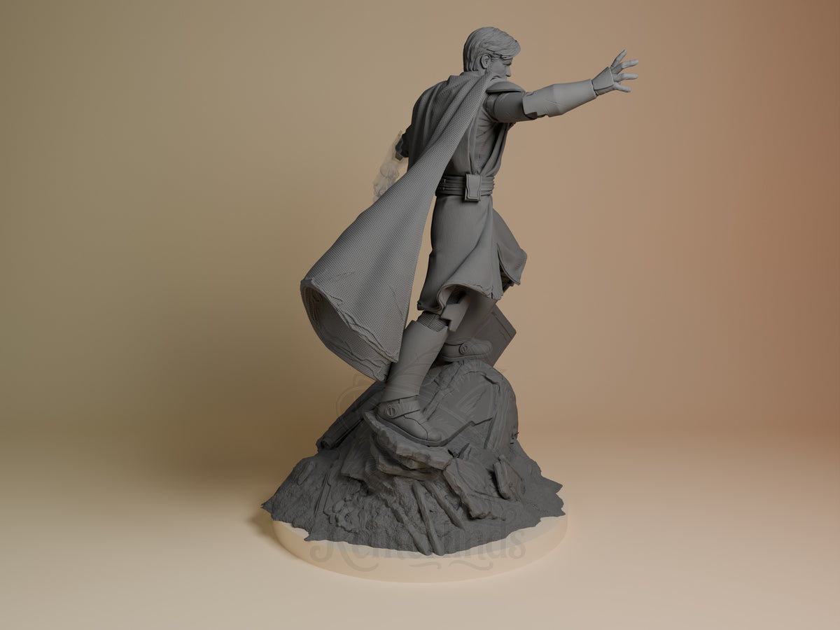Desert Sage from Galaxy Wars is an unpainted resin figure, side-on, arm extended, on rocky base.