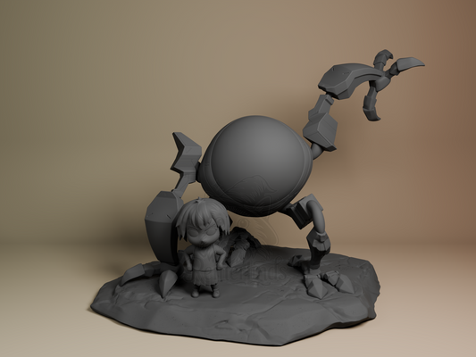 Cyber Pilot Spiderman 3D printed resin figure by Nomnom, unpainted front view