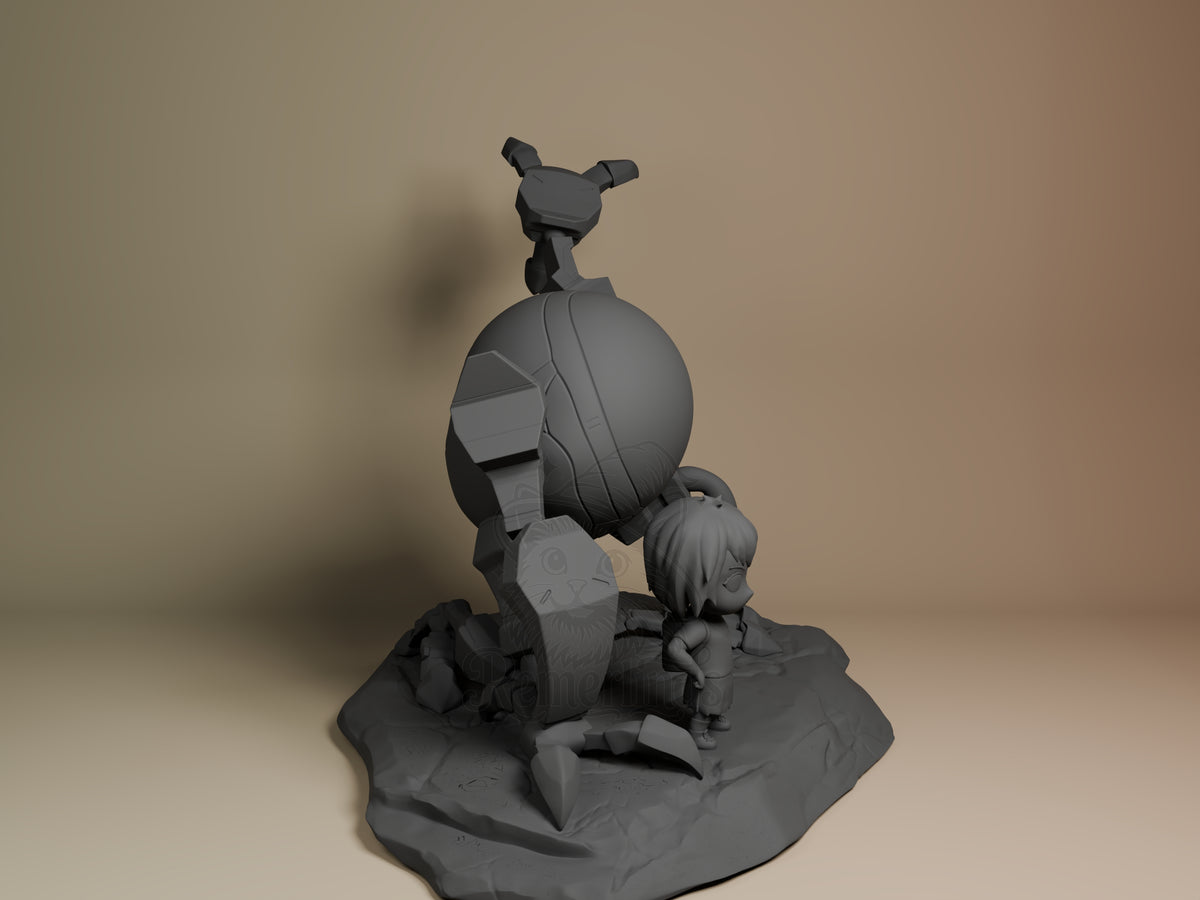 Right side angle highlighting notable pose or armor/prop feature.