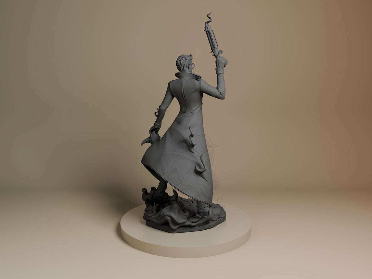 Rear view showing cloak, back armor, or base sculpt detail.