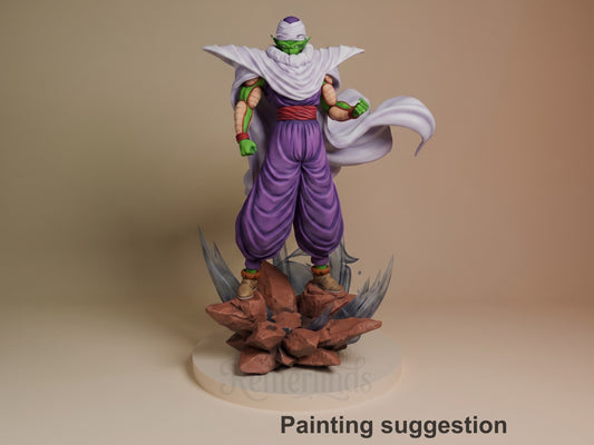 Painted Green Warrior Monk resin figure from Dragon Sphere Y stands front-facing on a rocky sculpted base.