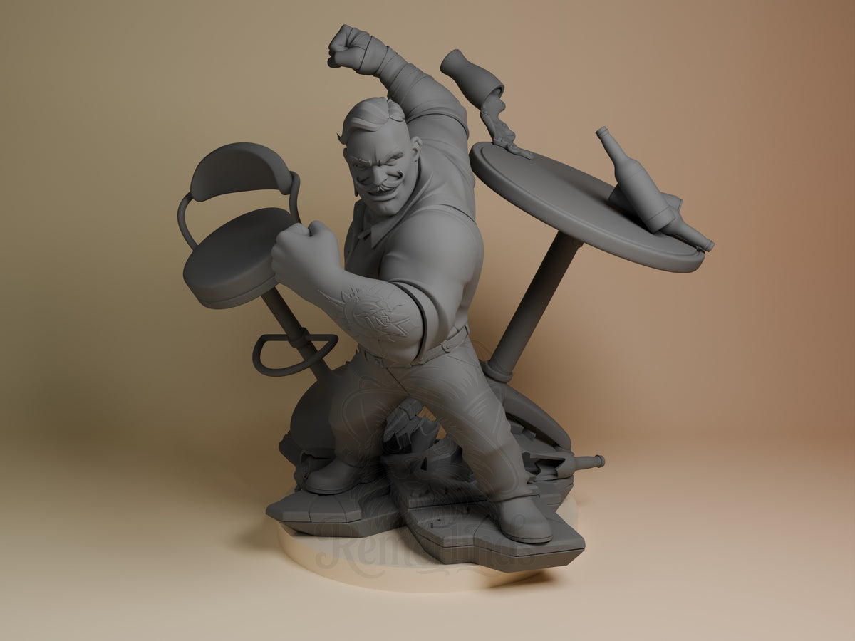 Punch Up from Dispatch is an unpainted resin figure, front-facing with drums and sculpted base.