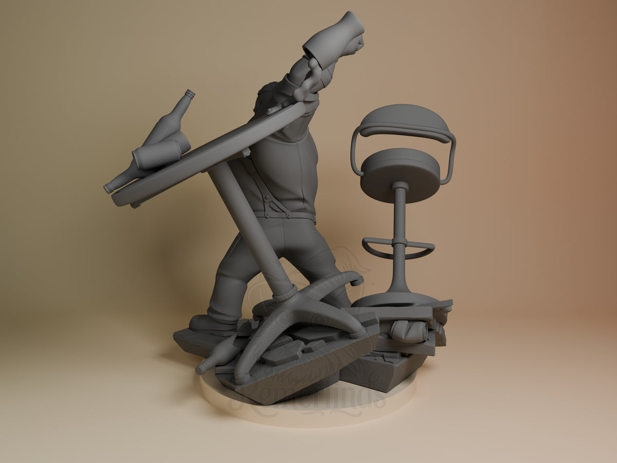 Punch Up from Dispatch is an unpainted resin figure in side pose with props on a sculpted base.