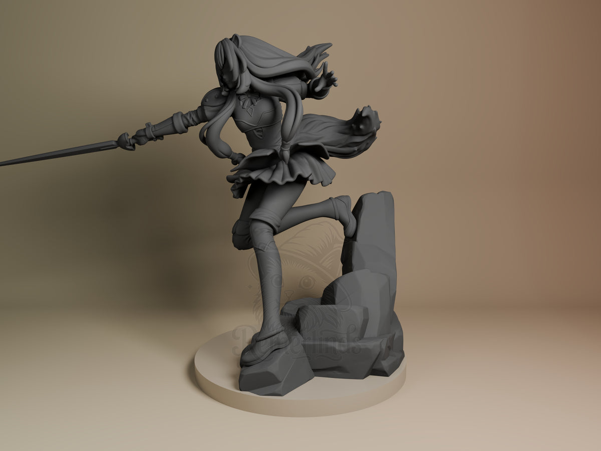 Noble Guardian Defender's Ascend 3D printed resin figure by Nomnom, angled view showing dimensional details.