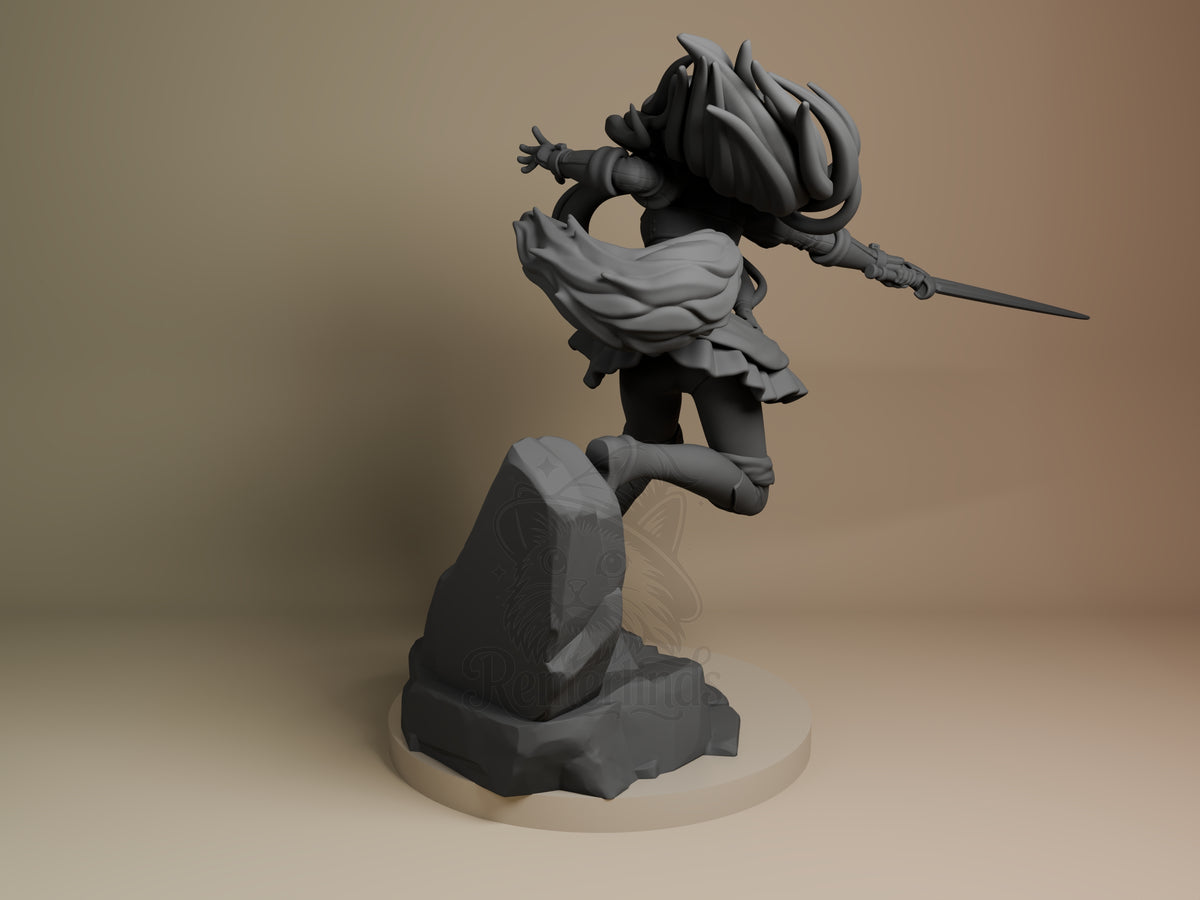Rear view showing cloak, back armor, or base sculpt detail.
