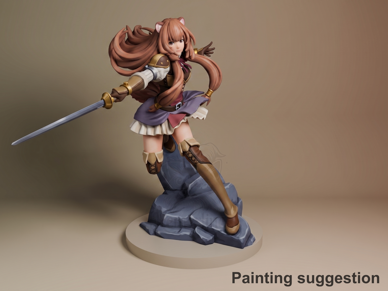 Noble Guardian Defender's Ascend 3D printed resin figure by Nomnom, colored view.