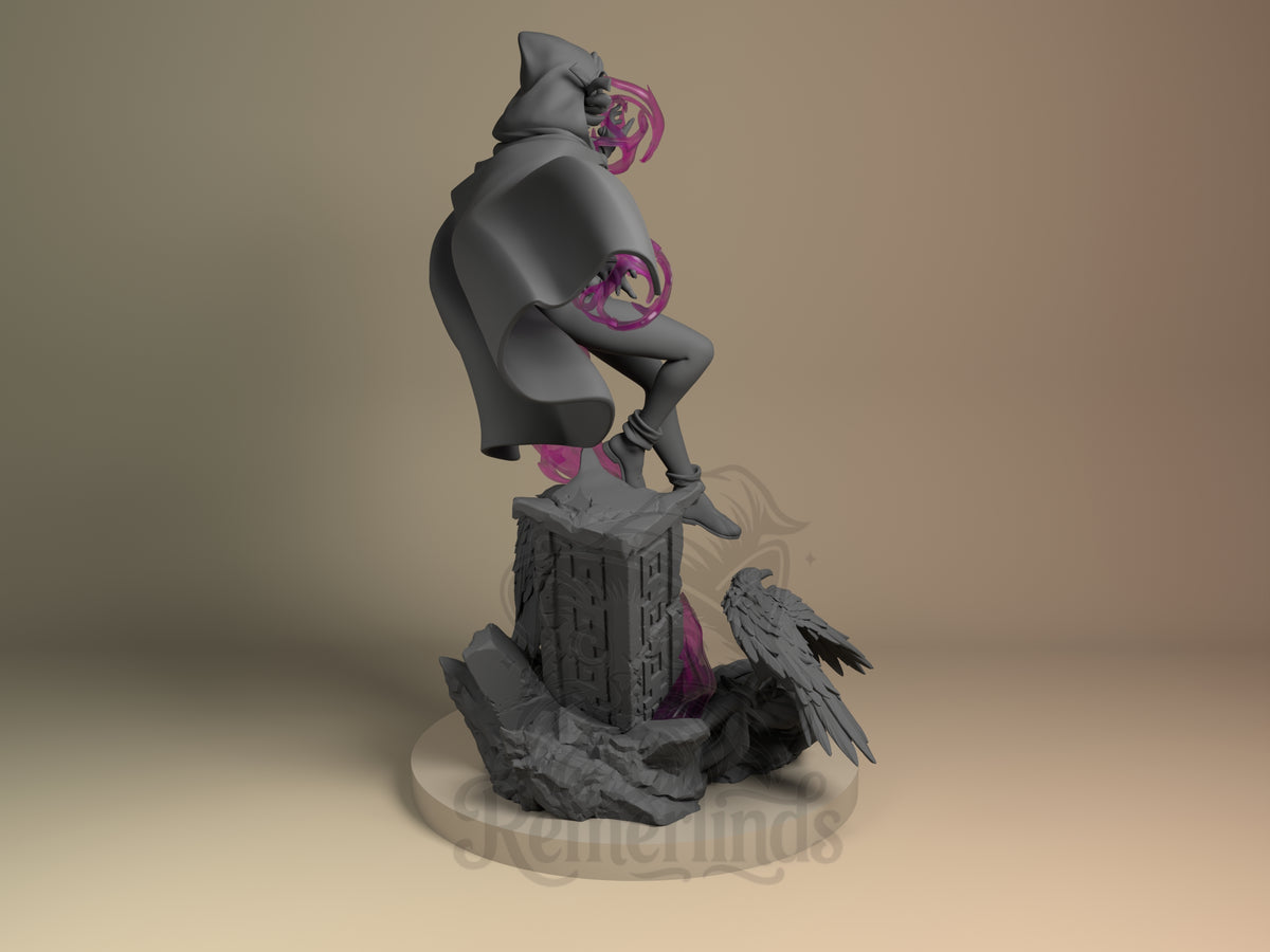 Rear view showing cloak, back armor, or base sculpt detail.