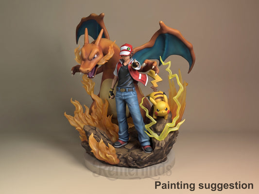 Red Pocket Specters 3D printed resin figure by Nomnom, colored view.