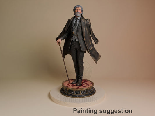 Painted Renoir from Expedition 33 resin figure is front-facing with a cane on a sculpted base.