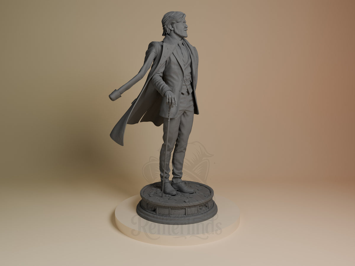 Renoir from Expedition 33 is an unpainted resin figure in profile with cane on base.