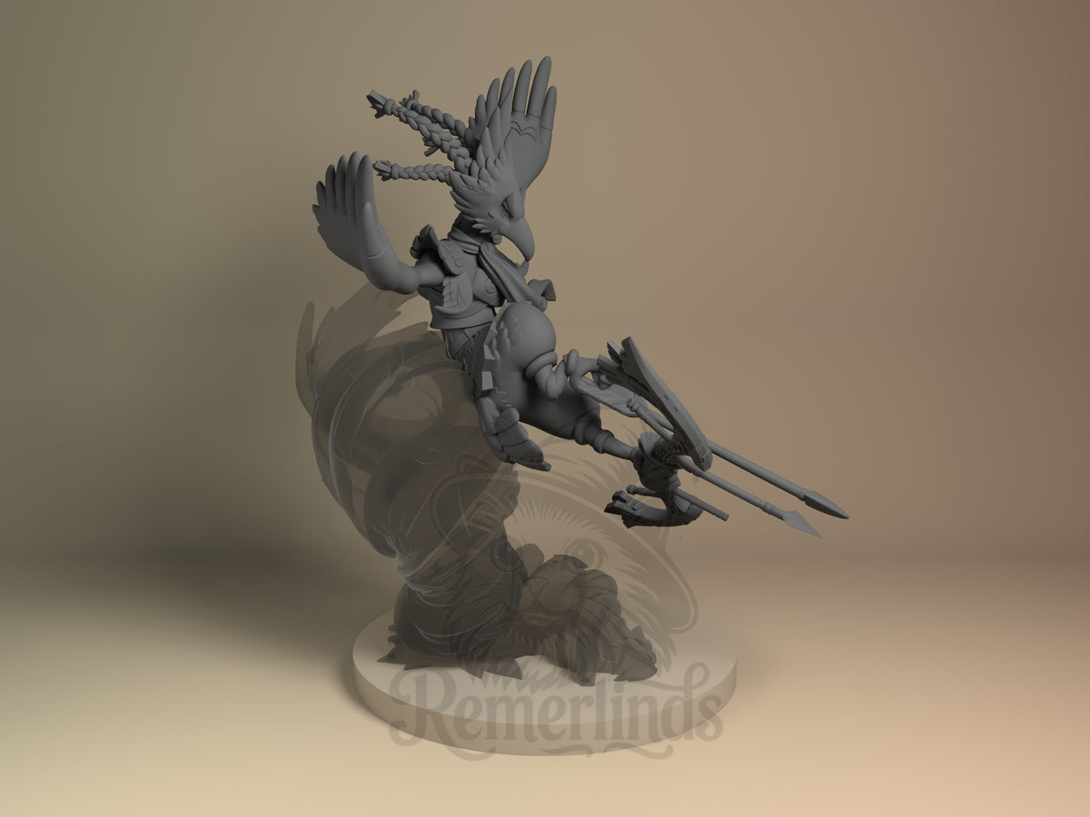 Rewale from Breathe the Wilderness is an unpainted resin figure leaping with wings and bow over a sculpted base.
