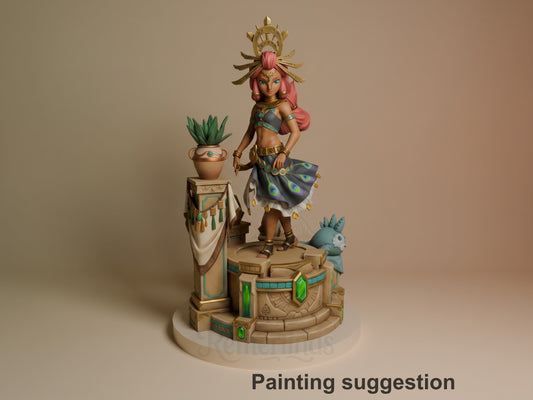 Painted Riju from Breathe the Wilderness stands front-facing on a sculpted base as a resin figure.