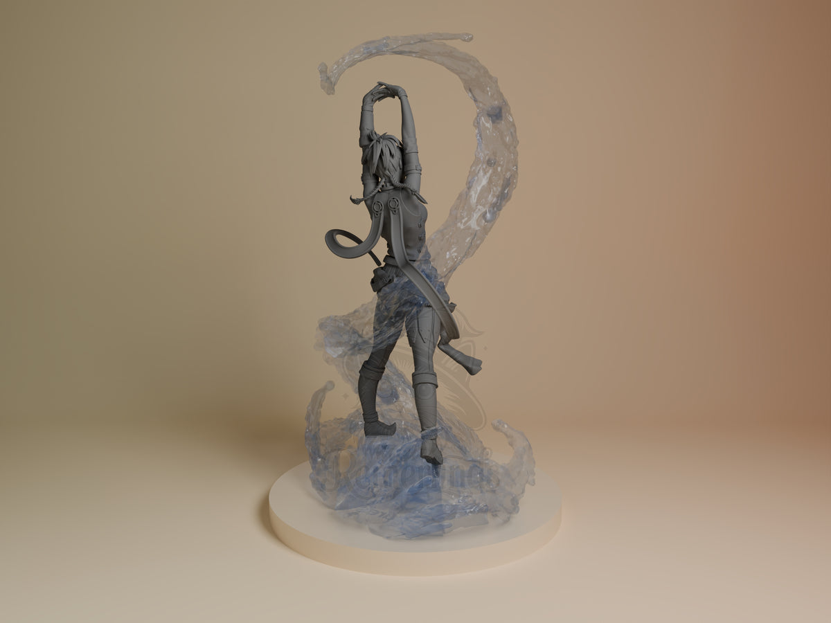 Rear view showing cloak, back armor, or base sculpt detail.