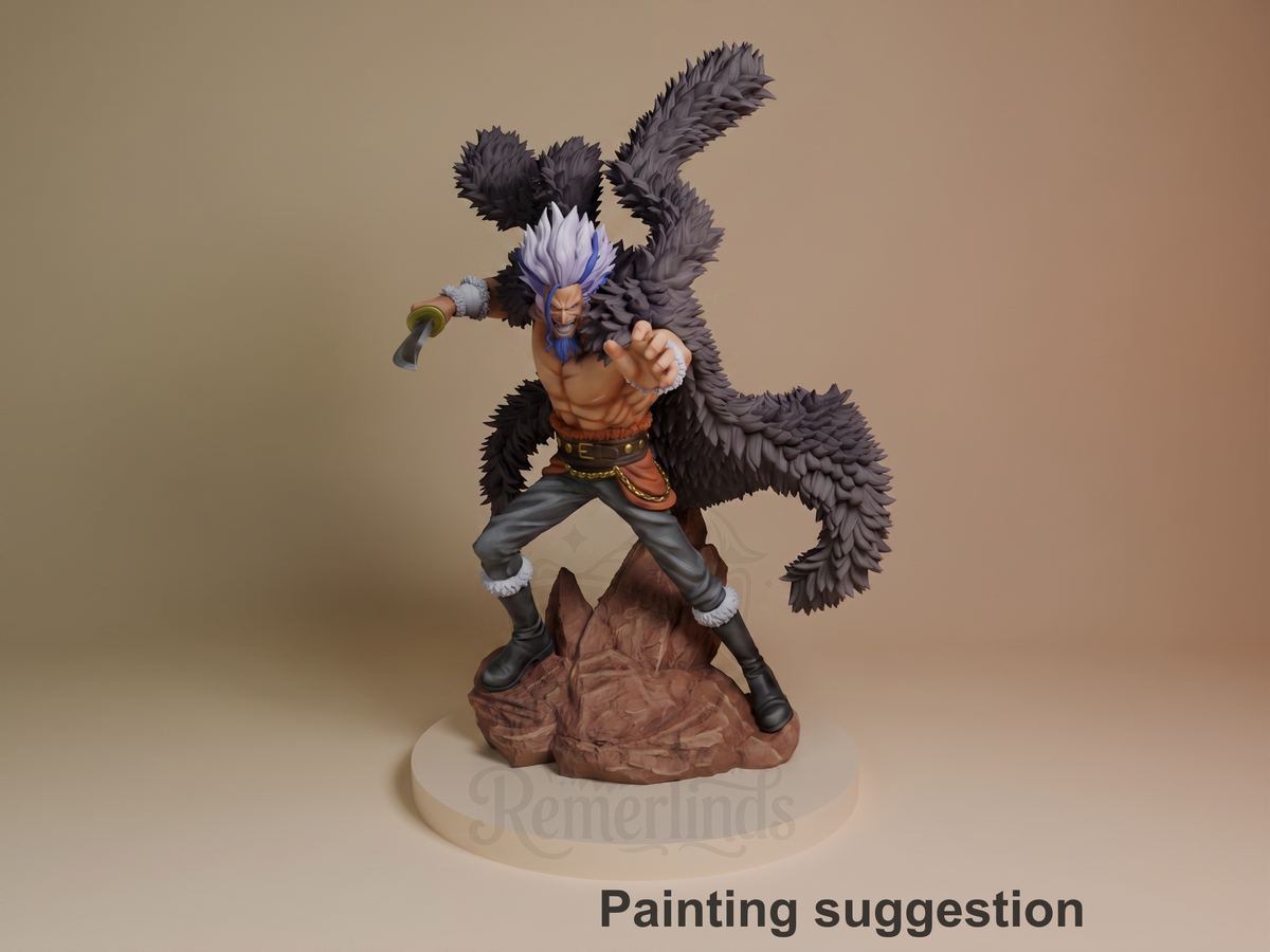 Rocks D. Xebec One Piece 3D printed resin figure by Gran D. Figures, colored view.