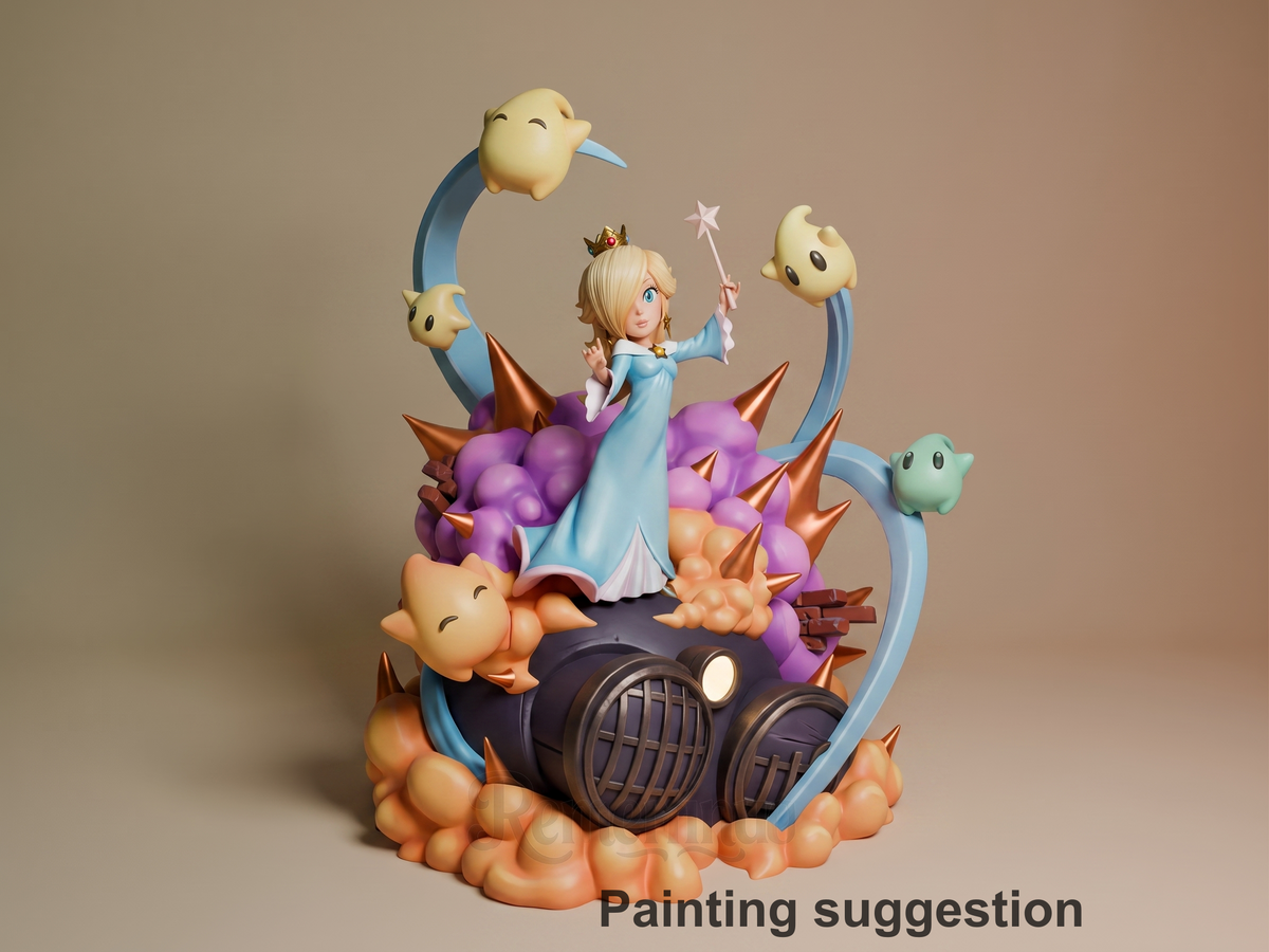 Galaxy Princess Super Mario 3D printed resin figure by Nomnom, colored view.