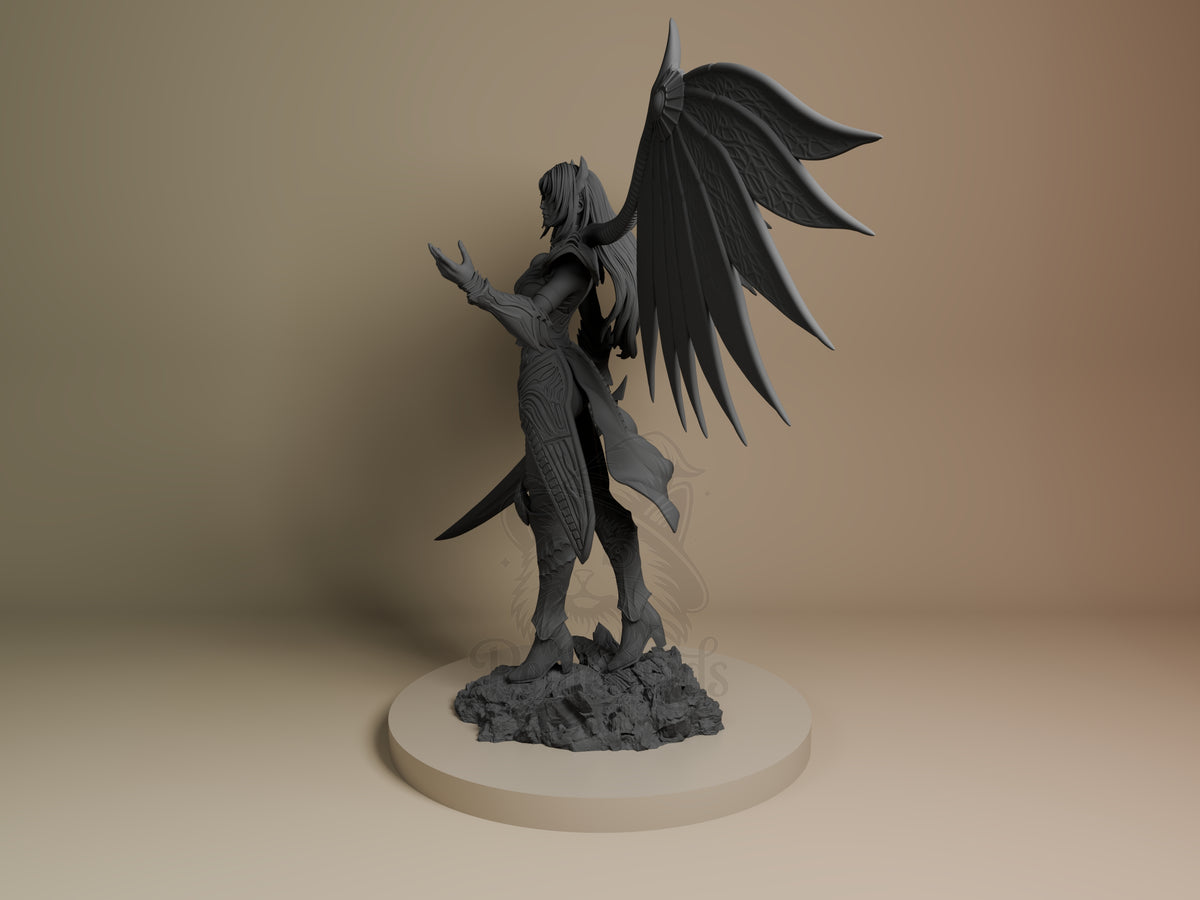 Rose Legend of Dragoon 3D printed resin figure by Nomnom, angled view showing dimensional details.