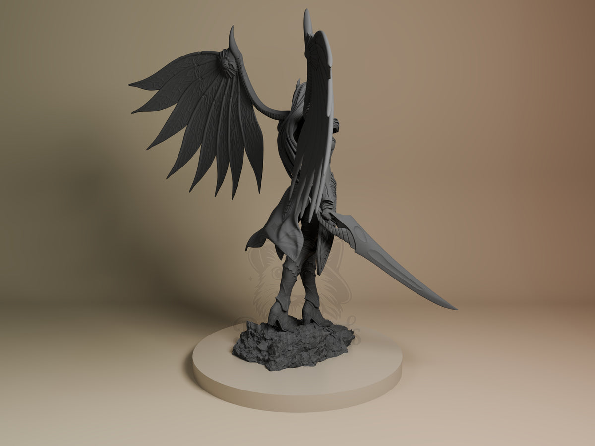 Rear view showing cloak, back armor, or base sculpt detail.