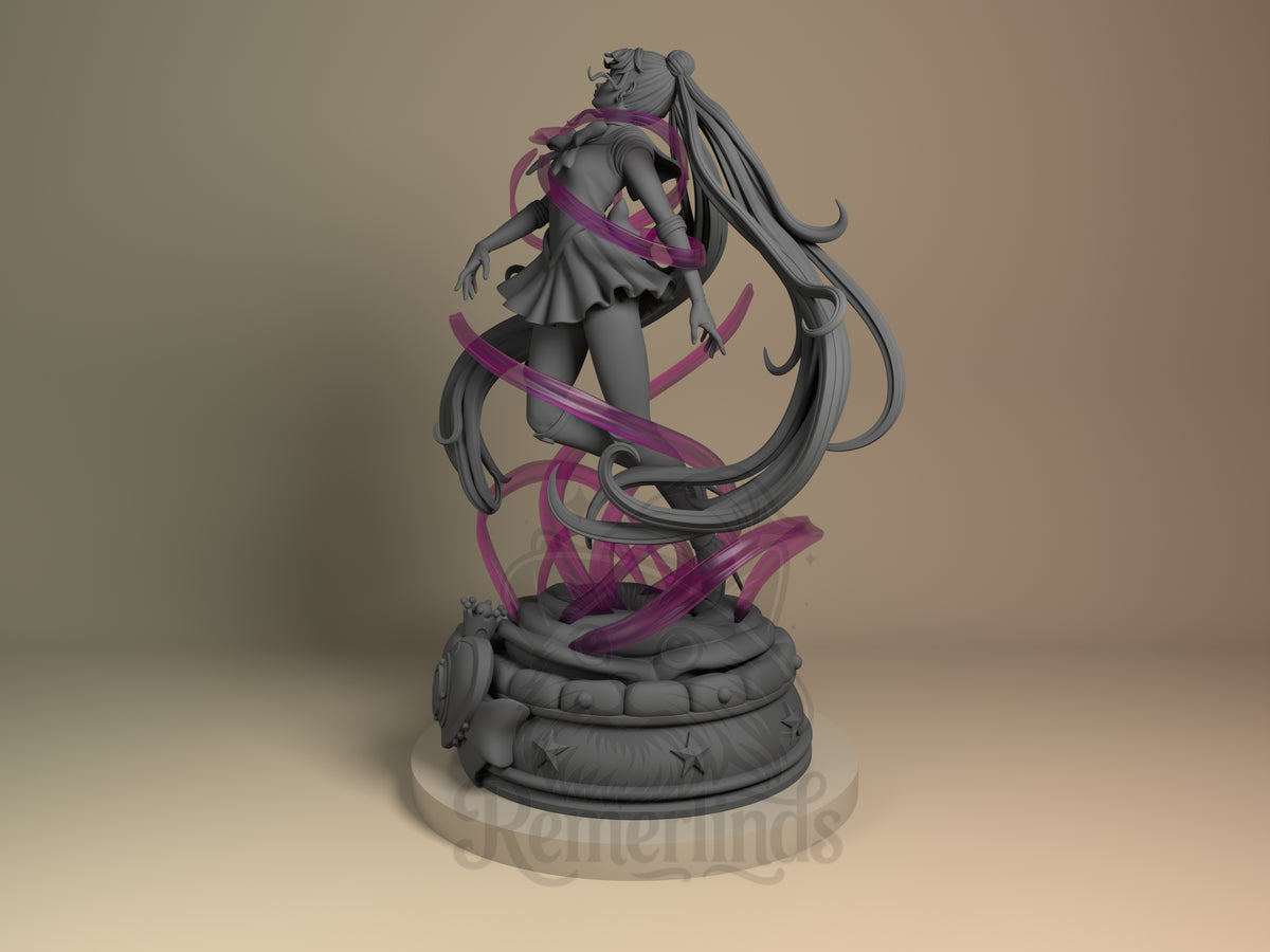 Sailor Moon Moonlight Guardian Saga 3D printed resin figure by Nomnom, angled view showing dimensional details.