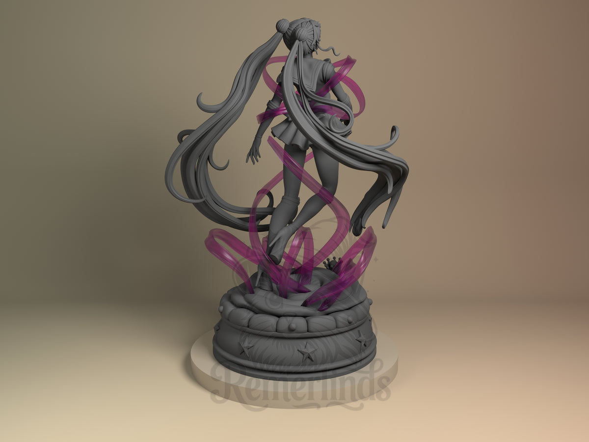Rear view showing cloak, back armor, or base sculpt detail.