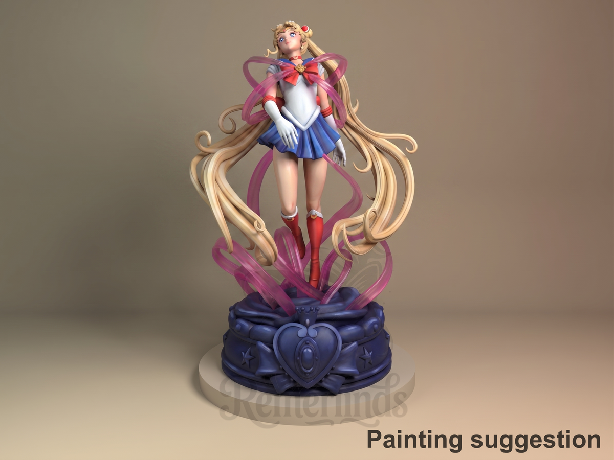 Sailor Moon Moonlight Guardian Saga 3D printed resin figure by Nomnom, colored view.