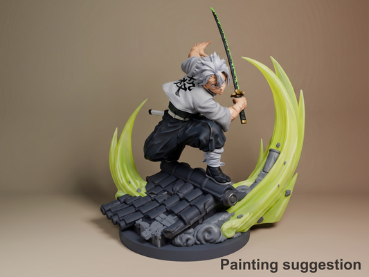 Wind Warrior Oni Hunter Corps 3D printed resin figure by Nomnom, colored view.