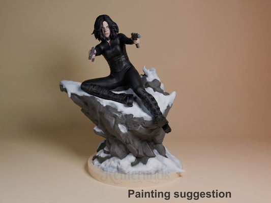Selene Underworld 3D printed resin figure by CA3D Studios, colored view.