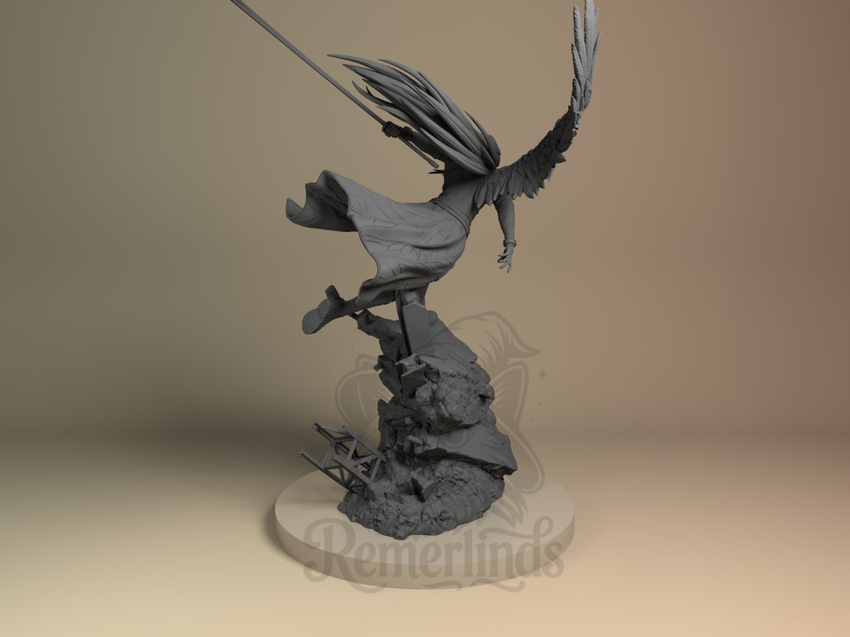 Rear view showing cloak, back armor, or base sculpt detail.