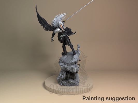 Sephiroth Final Fable 3D printed resin figure by Nomnom, colored view.