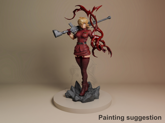 Vampire Huntress Hellhunt Ultimate 3D printed resin figure by Nomnom, colored view.