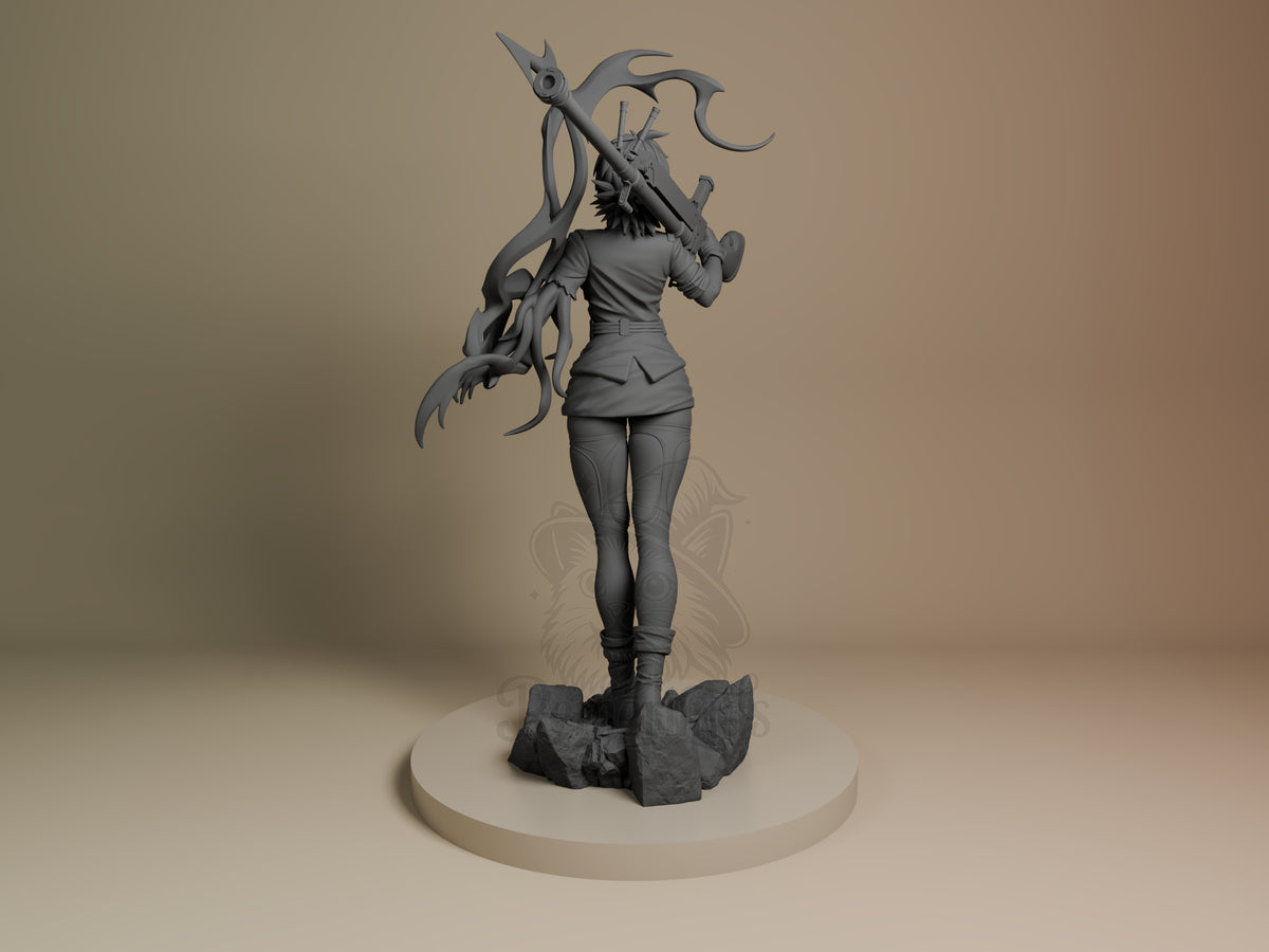 Left side angle showing gesture, weapon, or outfit detail.