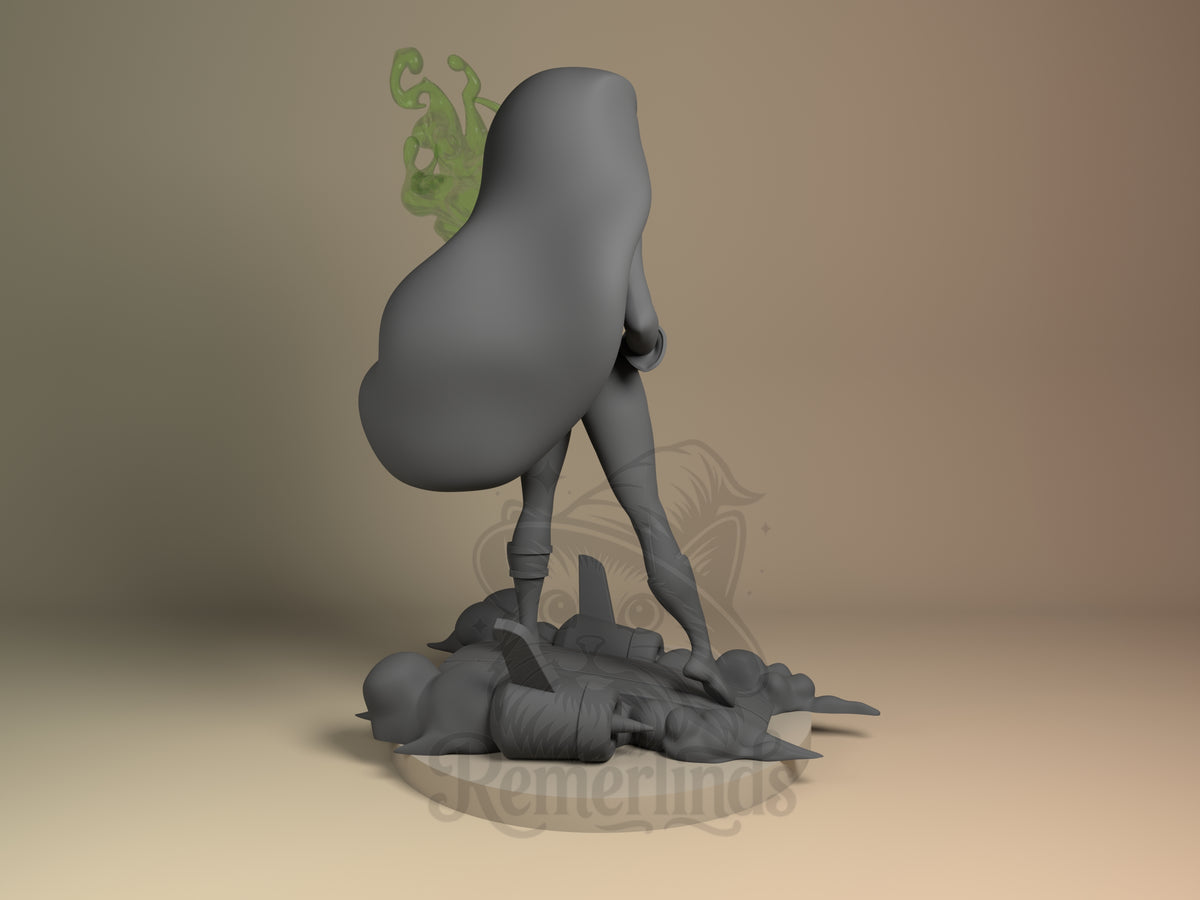 Rear view showing cloak, back armor, or base sculpt detail.