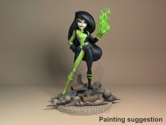 She-Glow Spy High Adventures 3D printed resin figure by Nomnom, colored view.