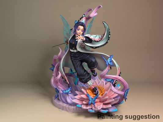 Butterfly Warrior Oni Hunter Corps 3D printed resin figure by Nomnom, colored view.
