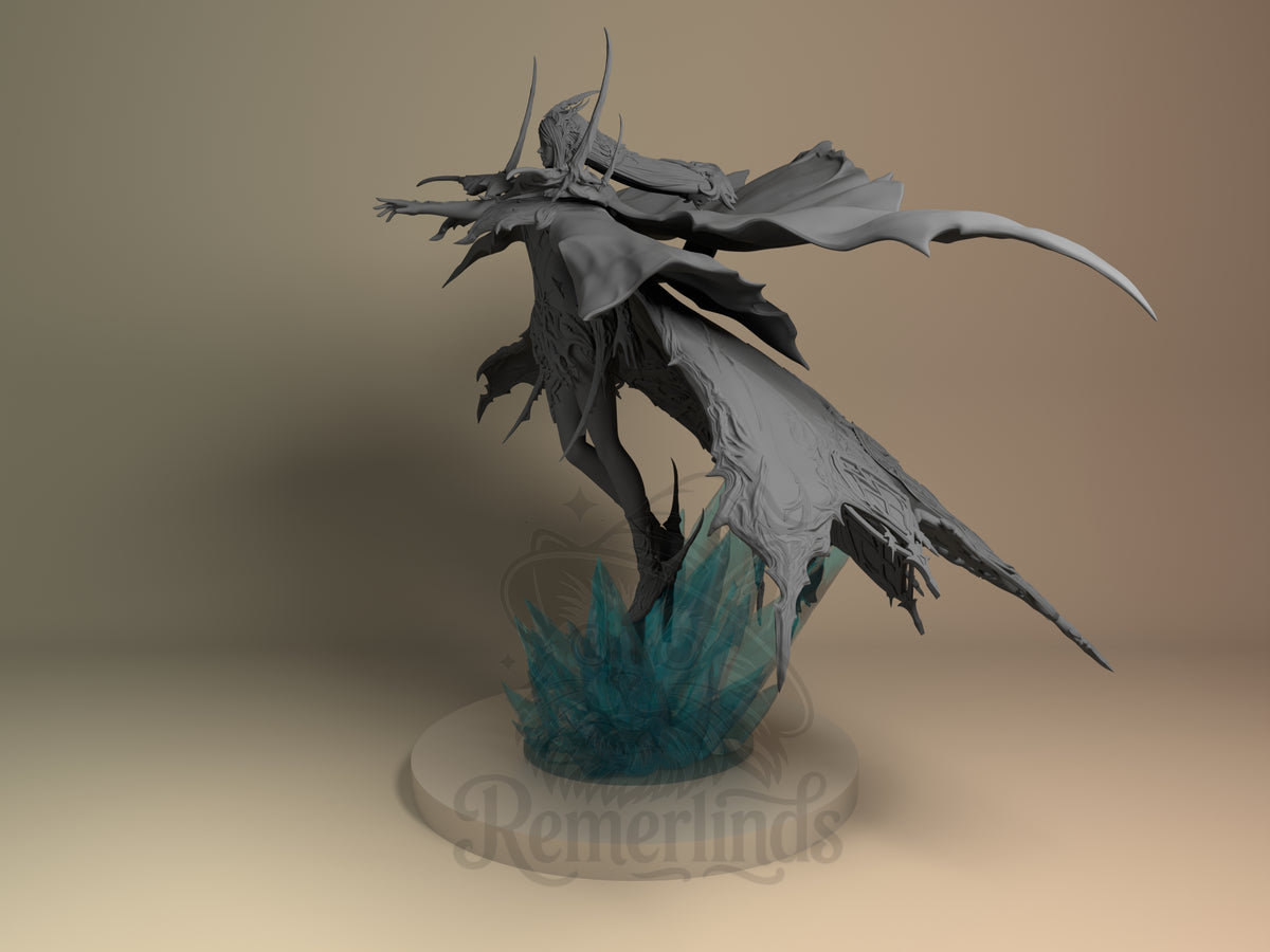 Shiva Final Fable 3D printed resin figure by Nomnom, angled view showing dimensional details.