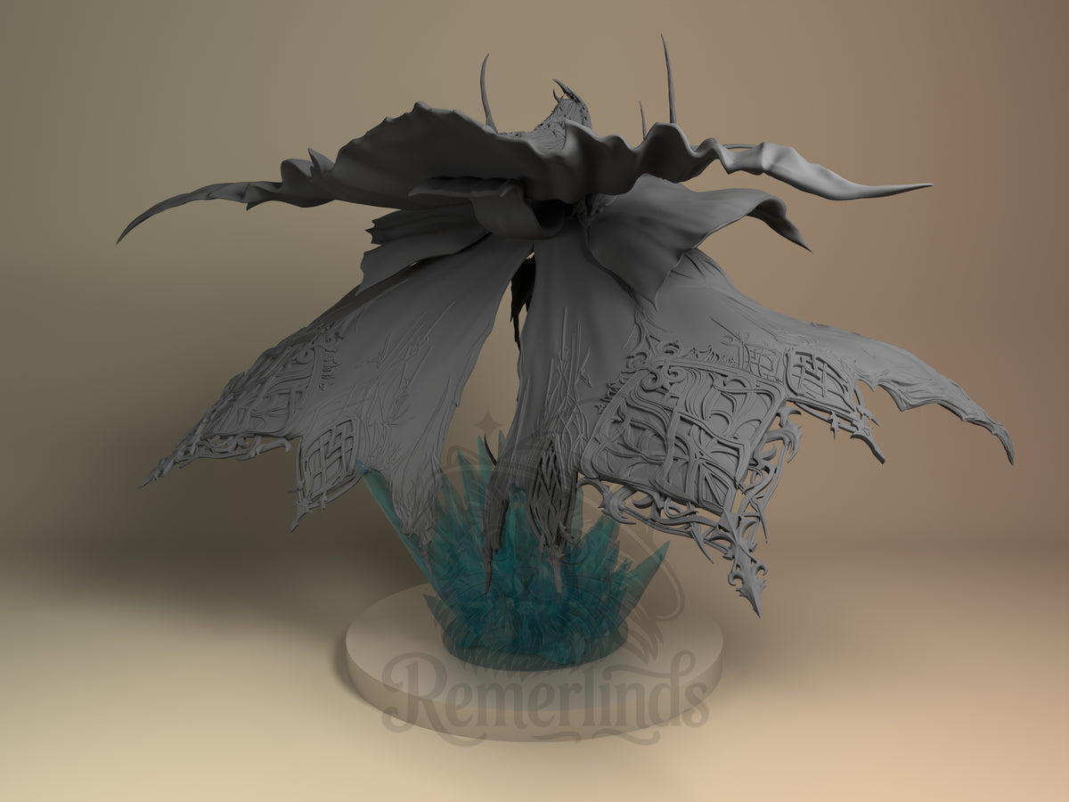 Rear view showing cloak, back armor, or base sculpt detail.