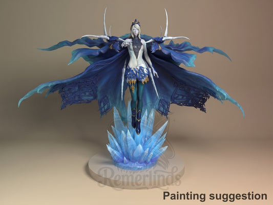 Shiva Final Fable 3D printed resin figure by Nomnom, colored view.