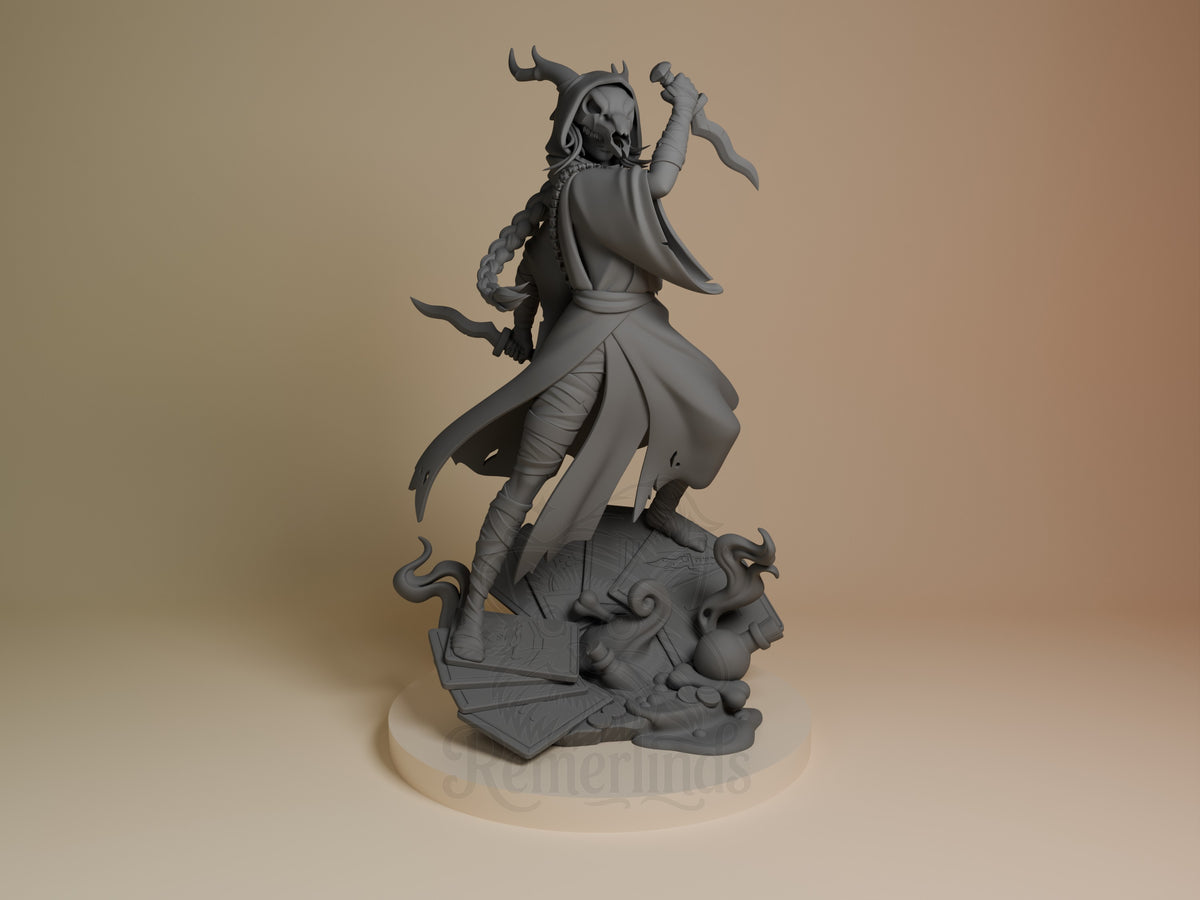 Silent from Slay the Spire is an unpainted resin figure posed with daggers on a sculpted base.