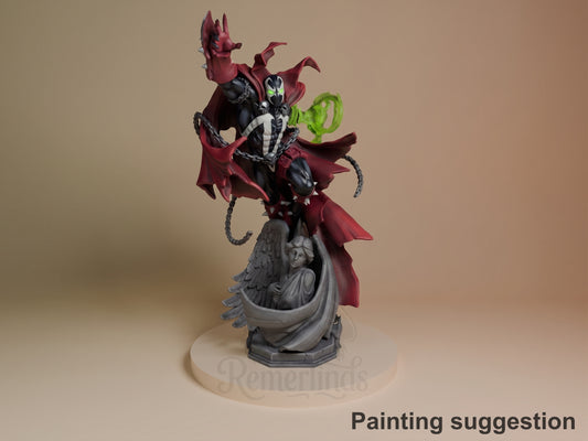 Spawn Spawn Comics 3D printed resin figure by Nomnom, colored view.