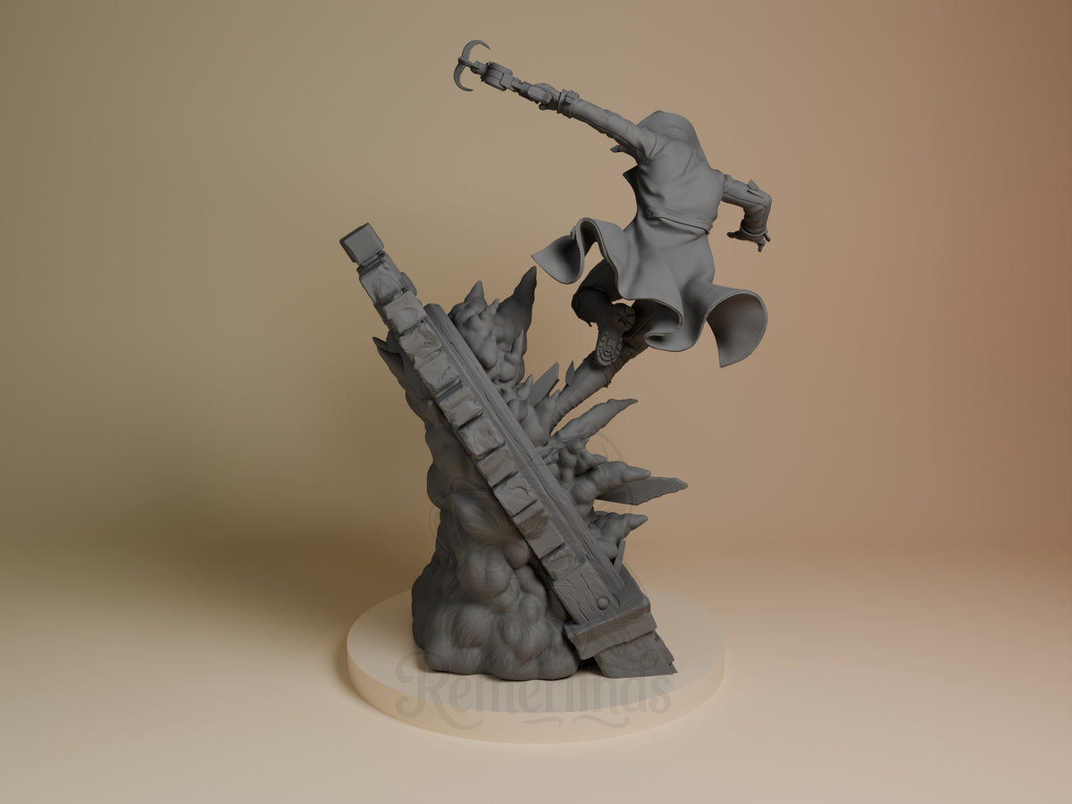 Masked Vigilante from Spiderman resin figure by Nomnom, rear view showing back and base sculpt.