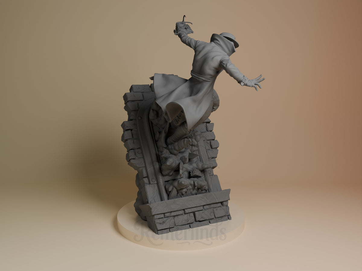 Masked Vigilante from Spiderman resin figure by Nomnom, right side view.