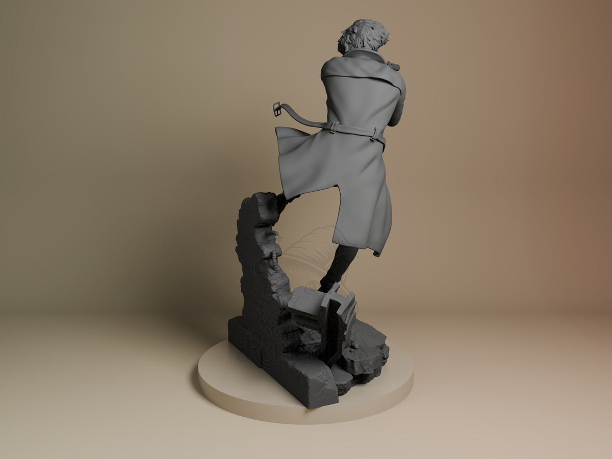 Rear view showing cloak, back armor, or base sculpt detail.