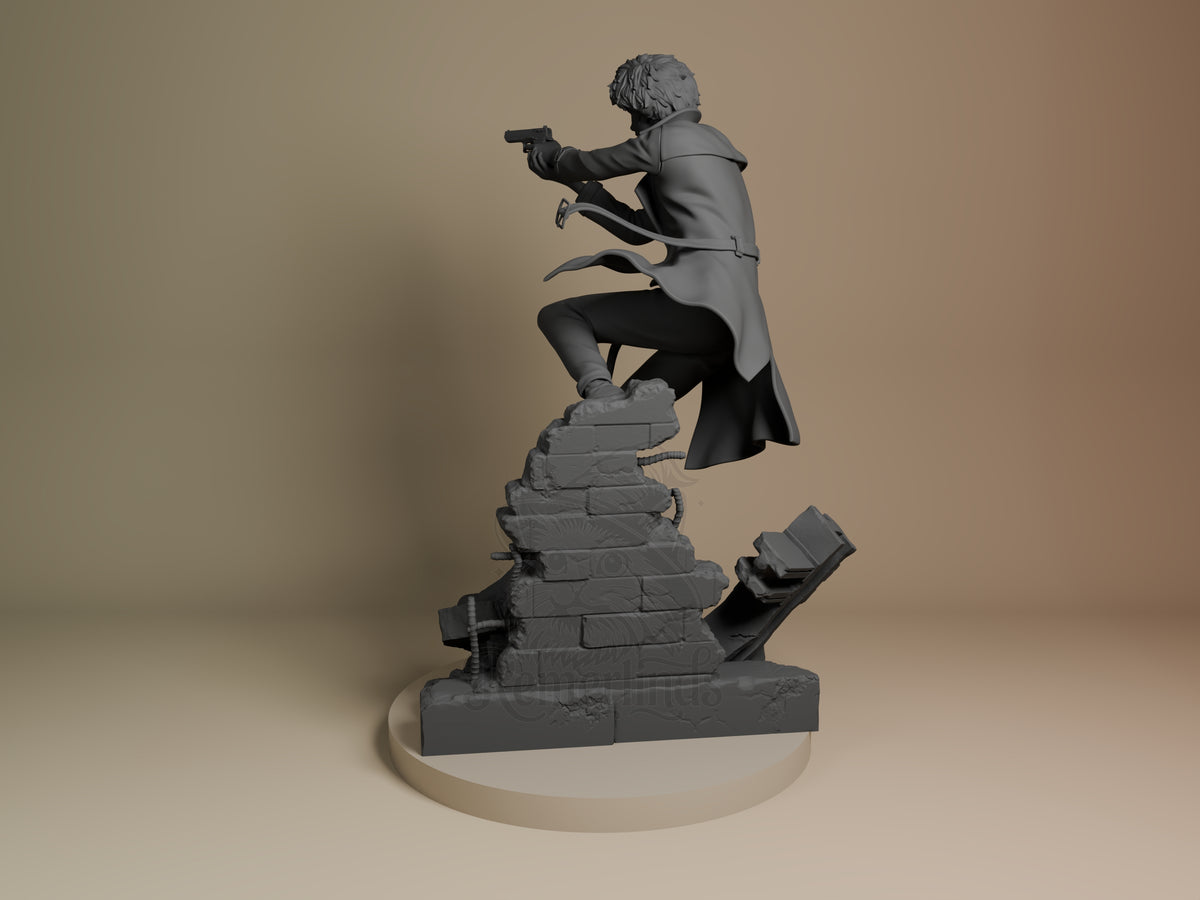 Left side angle showing gesture, weapon, or outfit detail.