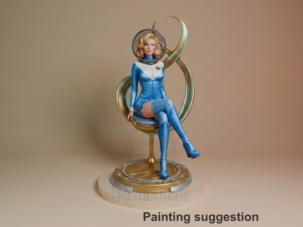 Starlight Patrol Officer Star Voyage Saga 3D printed resin figure by CA3D Studios, colored view.