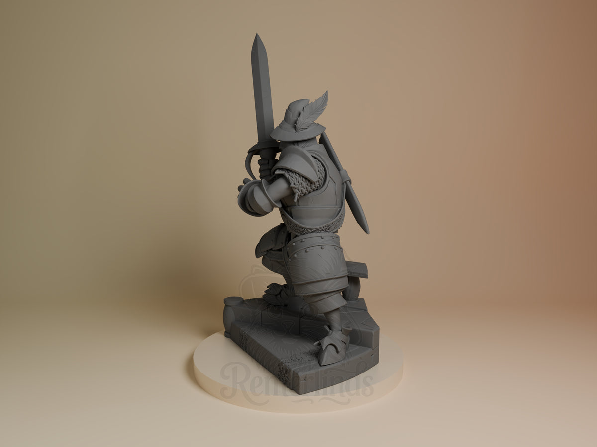 Steiner Final Fable 3D printed resin figure by Nomnom, angled view showing dimensional details.