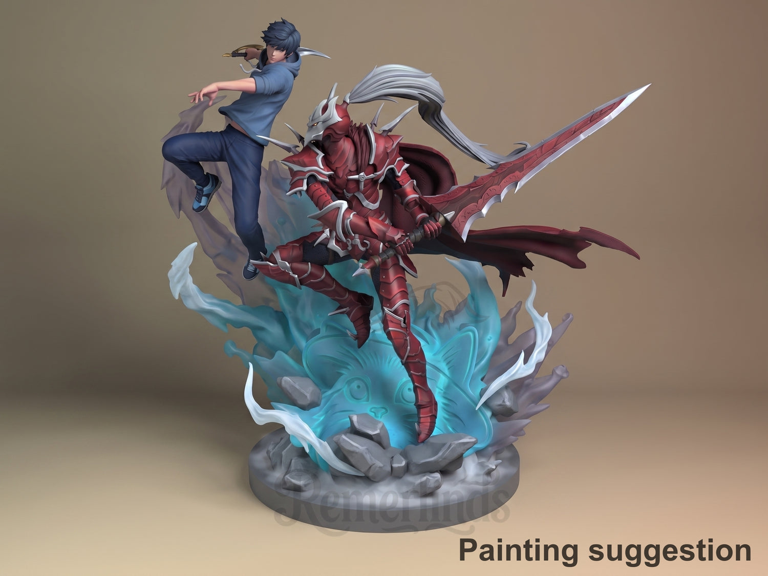 Shadow Hunter Solo Ascension 3D printed resin figure by Nomnom, colored view.