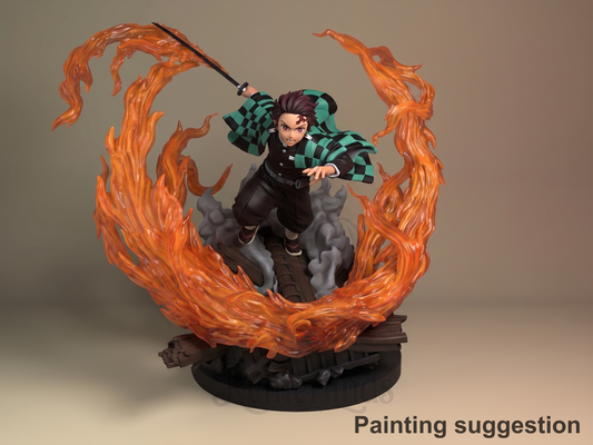 Demon Slayer Oni Hunter Corps 3D printed resin figure by Nomnom, colored view.