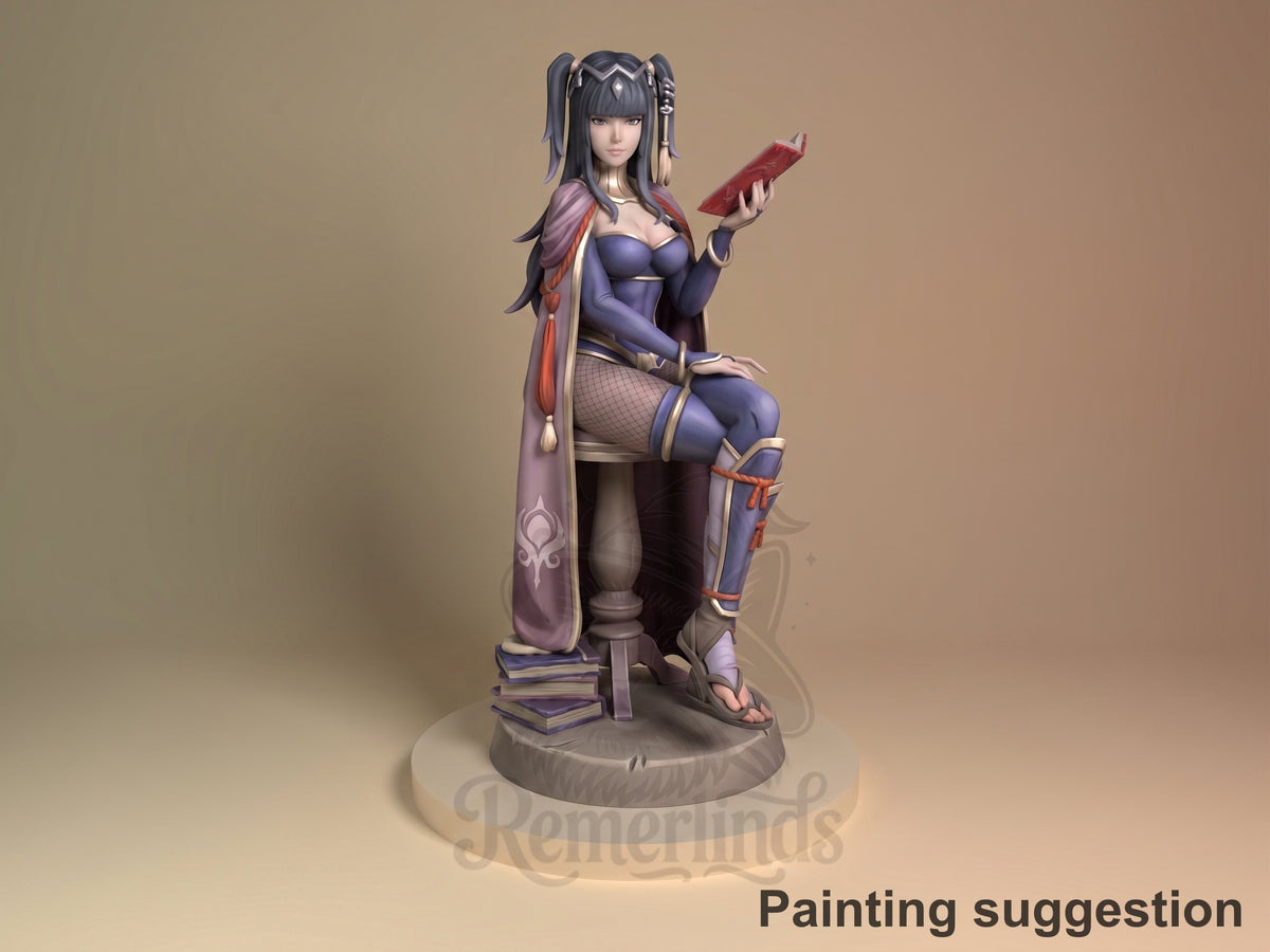 Original Dark Sorceress Fire Symbol 3D printed resin figure by Nomnom, colored view.
