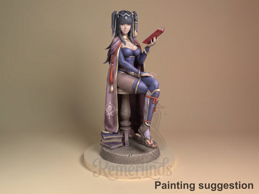 Original Dark Sorceress Fire Symbol 3D printed resin figure by Nomnom, colored view.