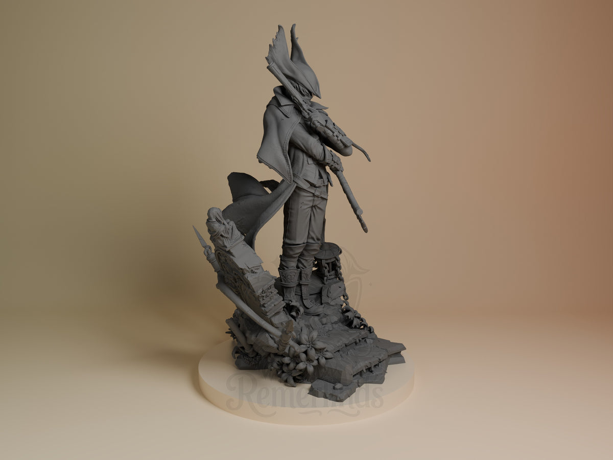 Shadow Tracker from Gothic Hunt stands right-facing with weapons as an unpainted resin figure on a sculpted base.